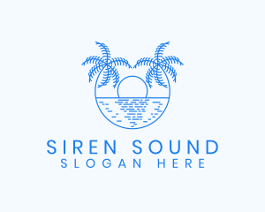 Blue Palm Sunset logo design