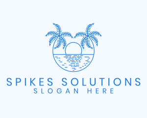 Blue Palm Sunset logo design