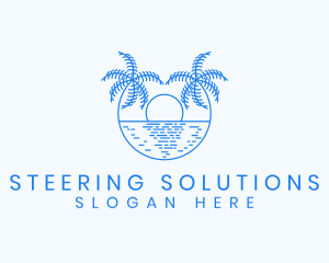 Blue Palm Sunset logo design