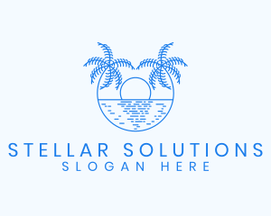 Blue Palm Sunset logo design