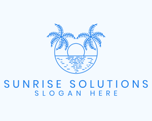 Blue Palm Sunset logo design