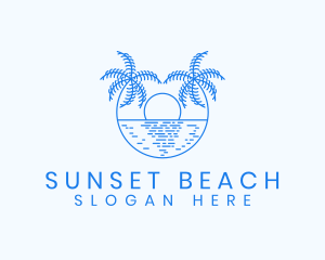 Blue Palm Sunset logo design