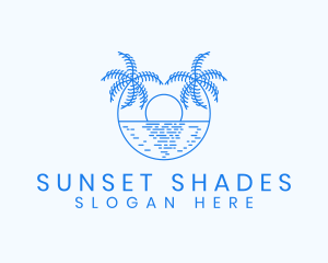 Blue Palm Sunset logo design