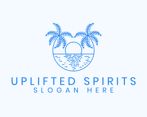 Blue Palm Sunset logo design