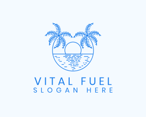 Blue Palm Sunset logo design