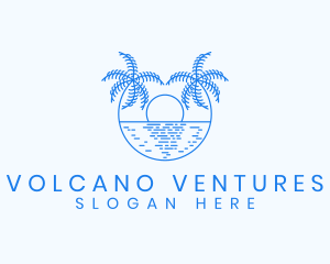 Blue Palm Sunset logo design