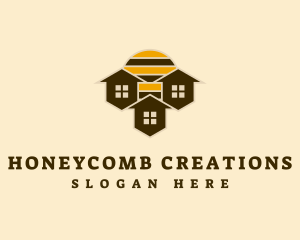 House Honeycomb Sunrise logo design