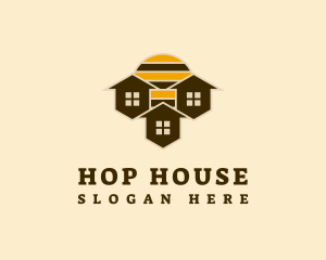 House Honeycomb Sunrise logo design