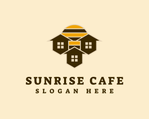 House Honeycomb Sunrise logo design