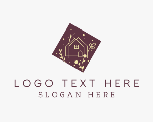 Cottage - Floral Tiny House logo design