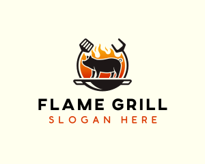 Grill Pork Barbecue logo design