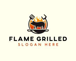 Grill Pork Barbecue logo design