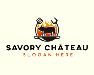 Grill Pork Barbecue logo design