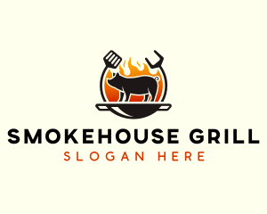 Grill Pork Barbecue logo design