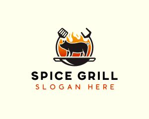 Grill Pork Barbecue logo design