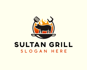 Grill Pork Barbecue logo design