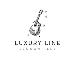 Guitar Music Line Art logo design