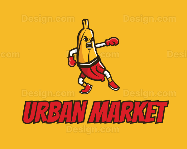 Boxing Banana Cartoon Logo