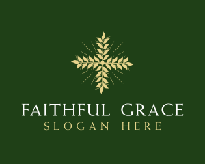 Biblical Cross Wheat logo design