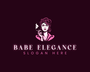 Elegant Woman Smoking logo design