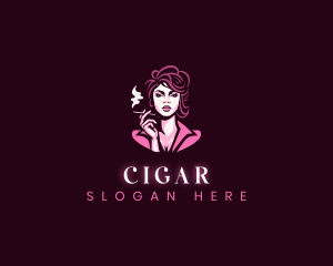 Elegant Woman Smoking logo design