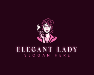 Elegant Woman Smoking logo design