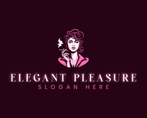 Elegant Woman Smoking logo design