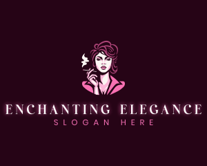 Elegant Woman Smoking logo design