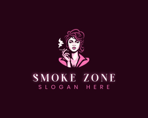 Elegant Woman Smoking logo design