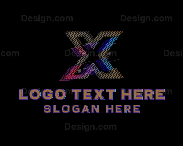 Gradient Glitch Letter X Logo
