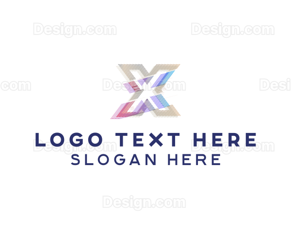 Gradient Glitch Letter X Logo