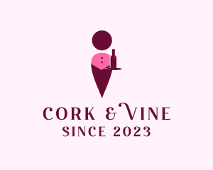 Wine Bottle Waiter logo design