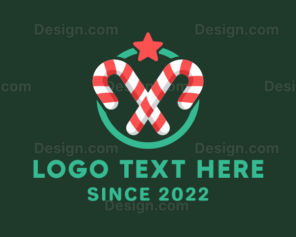 Candy Cane Star Badge Logo