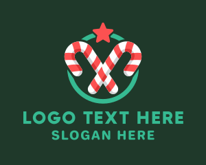 Candy Cane Star Badge Logo