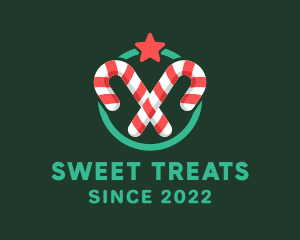 Candy Cane Star Badge logo design