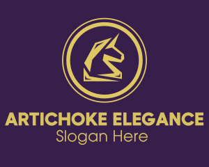 Elegant Golden Unicorn logo design