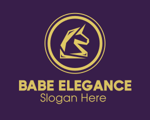 Elegant Golden Unicorn logo design