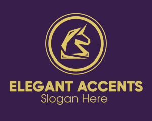 Elegant Golden Unicorn logo design