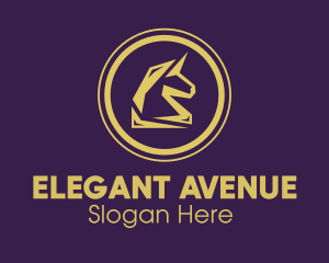 Elegant Golden Unicorn logo design