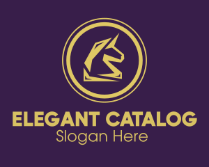 Elegant Golden Unicorn logo design