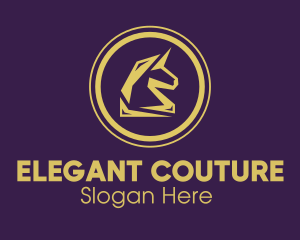 Elegant Golden Unicorn logo design