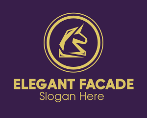 Elegant Golden Unicorn logo design