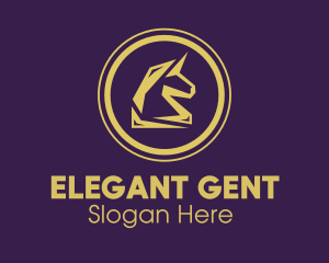 Elegant Golden Unicorn logo design