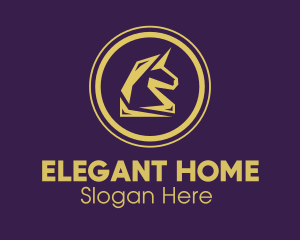 Elegant Golden Unicorn logo design