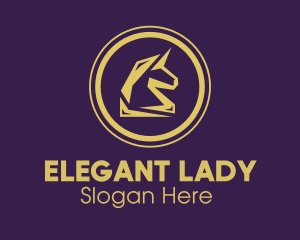 Elegant Golden Unicorn logo design