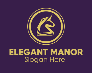 Elegant Golden Unicorn logo design