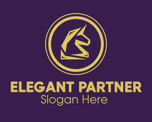 Elegant Golden Unicorn logo design