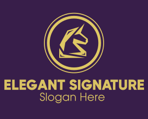 Elegant Golden Unicorn logo design