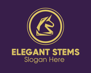 Elegant Golden Unicorn logo design