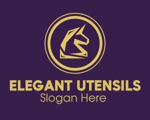 Elegant Golden Unicorn logo design